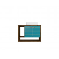 Manhattan Comfort 241BMC93 Liberty Floating 31.49 Bathroom Vanity with Sink and 2 Shelves in Rustic Brown and Aqua Blue